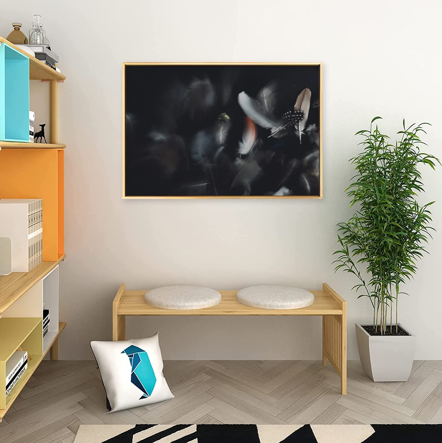 Amazon.co.jp: 絵画 羽インテリア 絵画 鳥の羽ですアートパネル 壁の絵